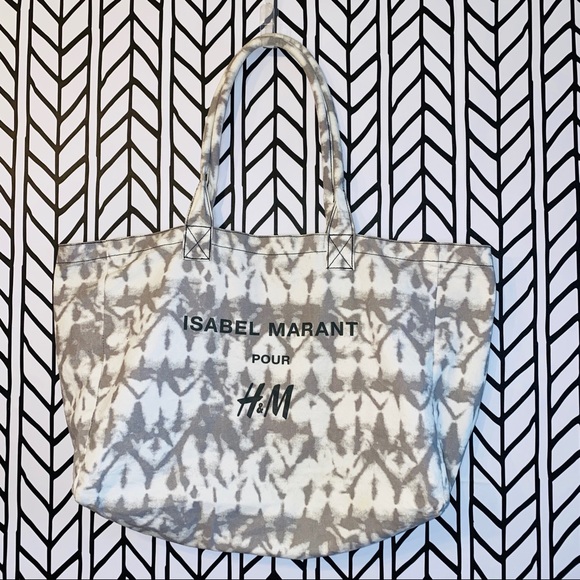 Isabel Marant Pour H&M Sustainable Fashion Reusable Large Tie Dye Canvas Tote - Picture 2 of 6